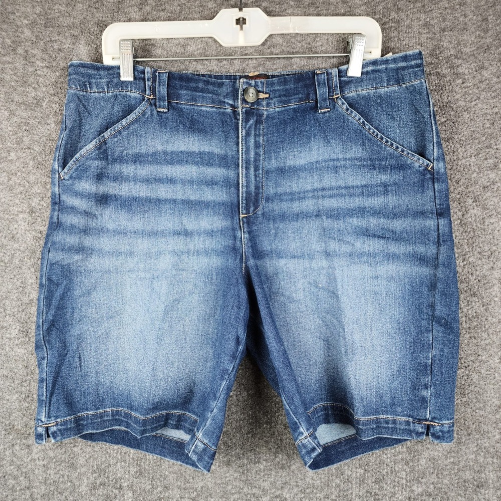 Lee Denim Shorts‎ Womens 14 Medium Blue Stretch Smarter Fit Mid Rise 8in Inseam